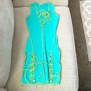 Fashion Nova Stitched and Laced Mini Dress Mint